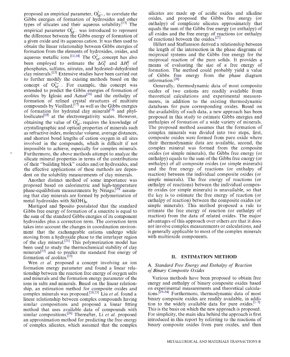 A reaction method for estimating Gibbs energy and enthalpy of formation of compl